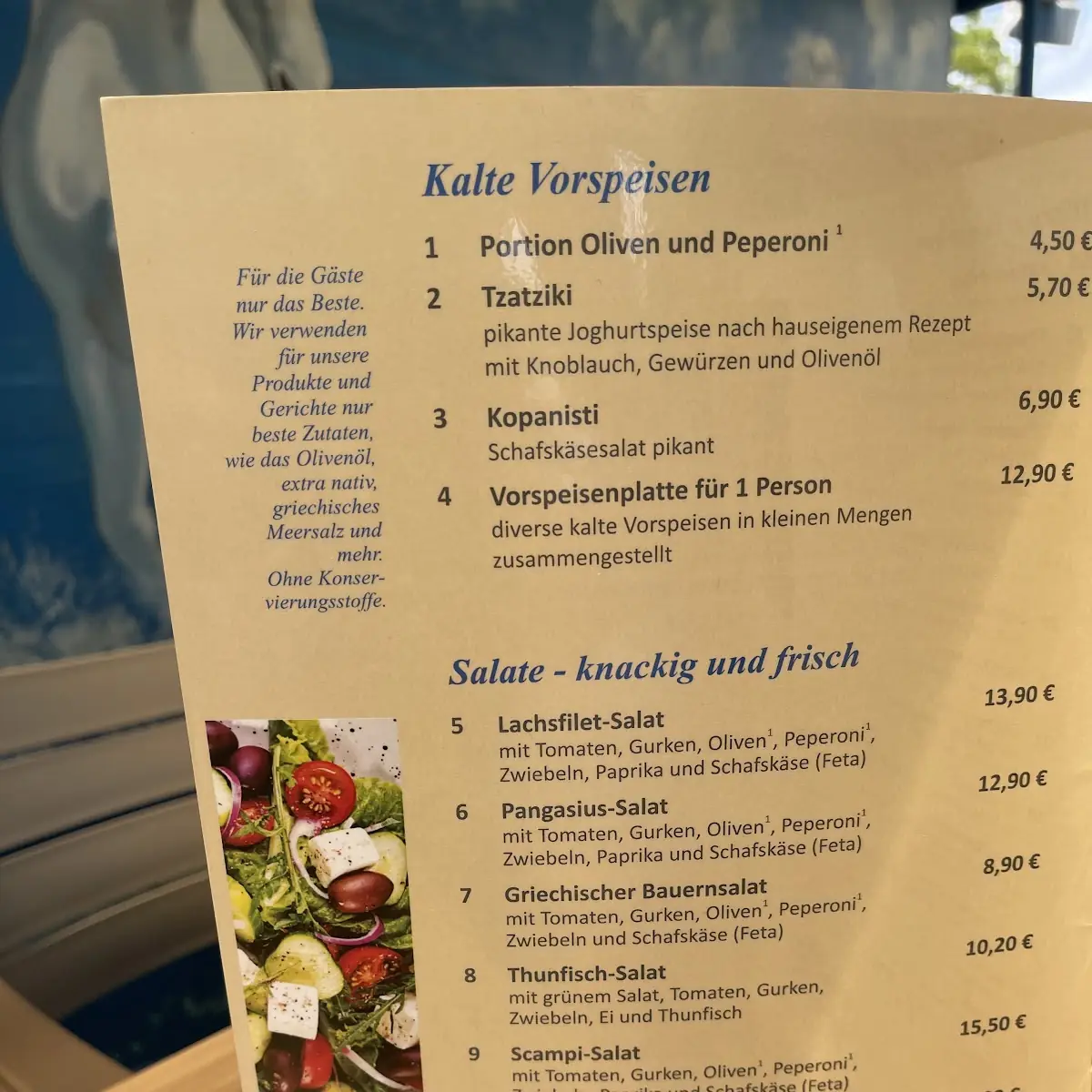 Speisekarte, Restaurantschiff Störtebeker