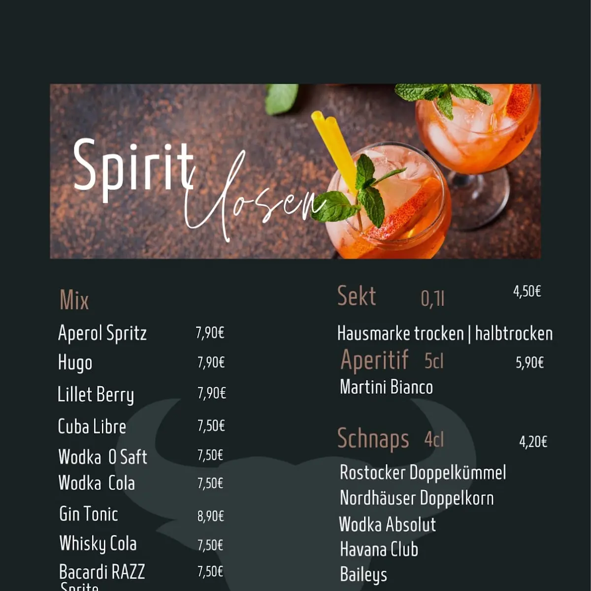 Speisekarte, FARMER STEAKHOUSE