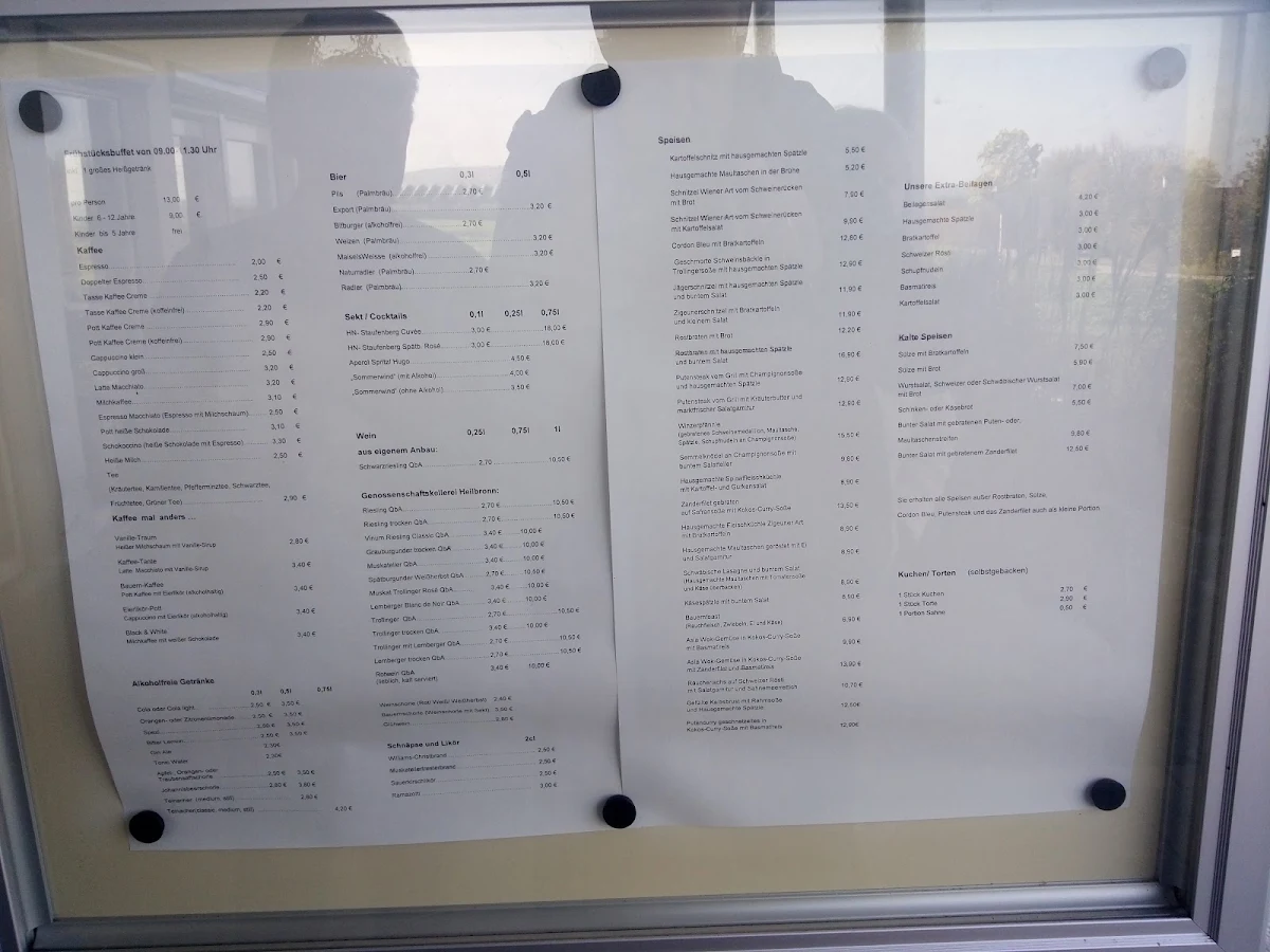 Speisekarte, Cafe und Wein, Hofcafe und Gästehaus - Heilbronn