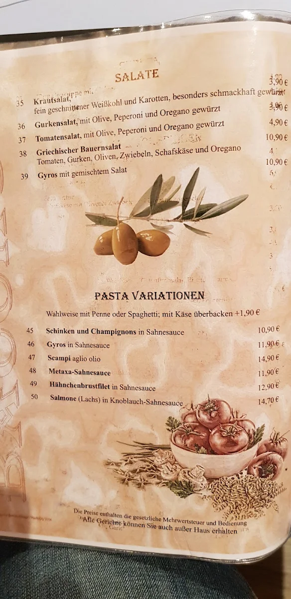 Speisekarte, Bacchus
