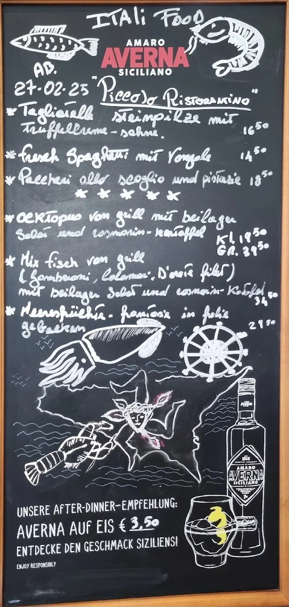 Speisekarte, Eiscafé Pina