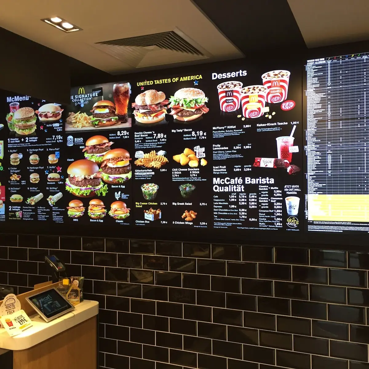 Speisekarte, McDonald's