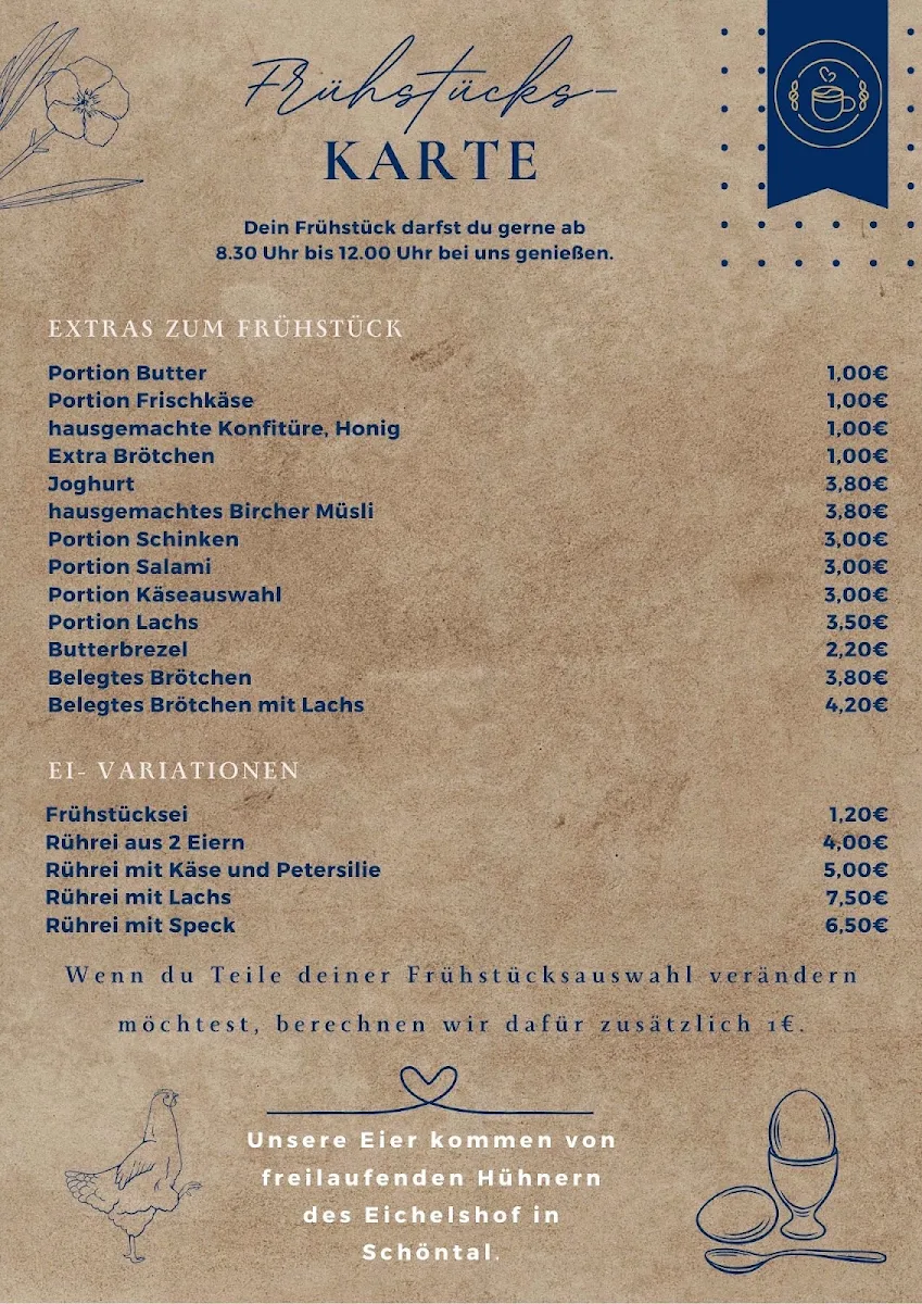Speisekarte, Café Köpfle