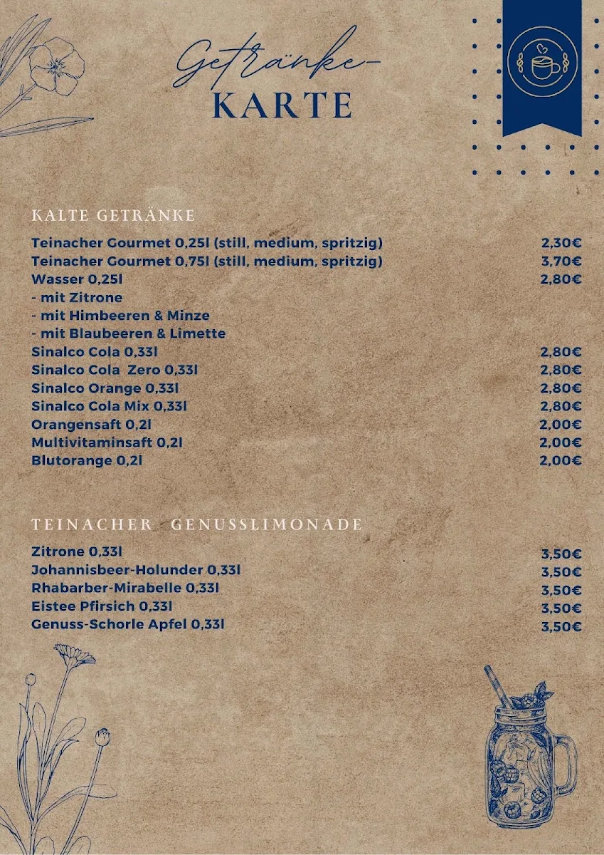 Speisekarte, Café Köpfle