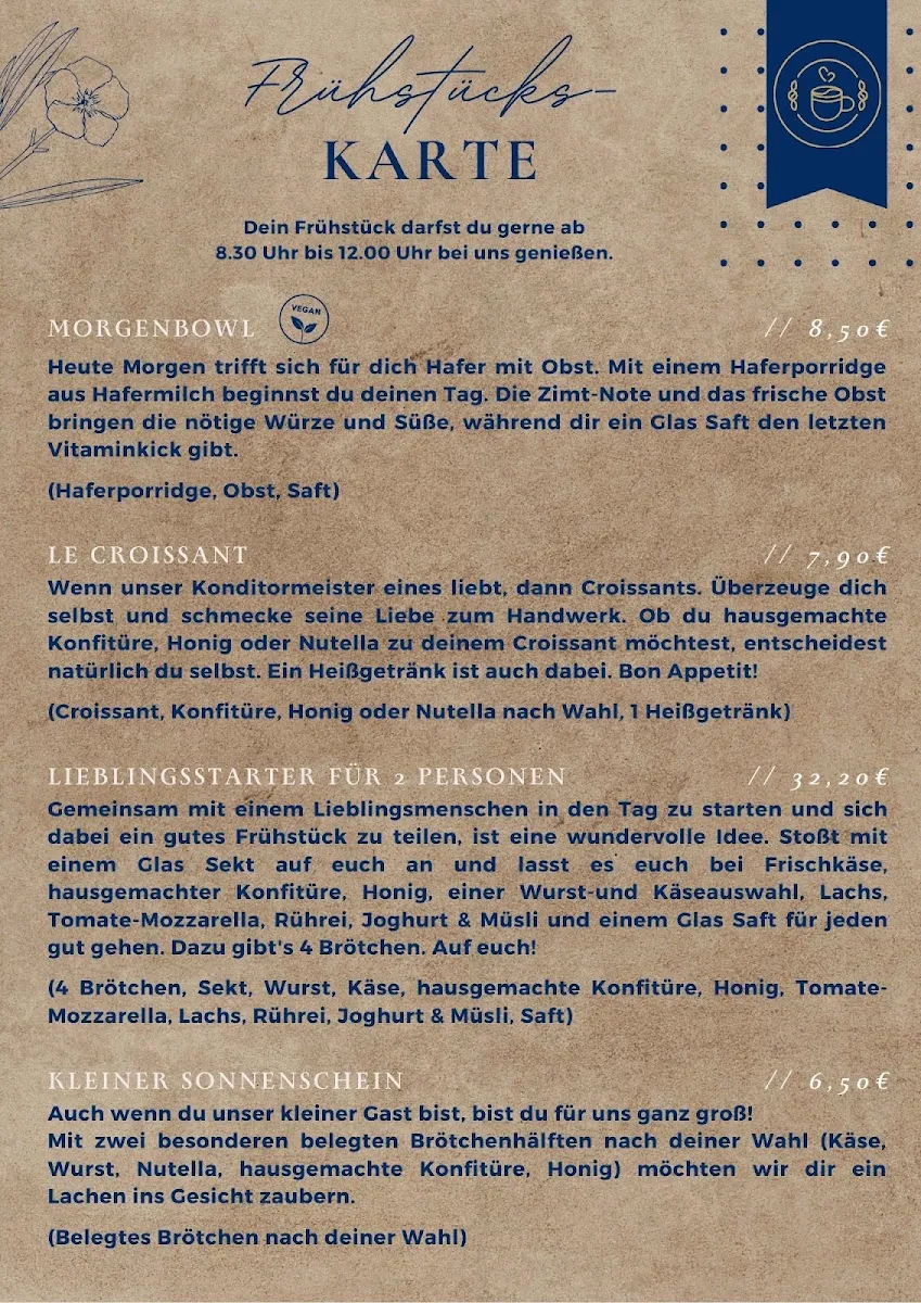 Speisekarte, Café Köpfle