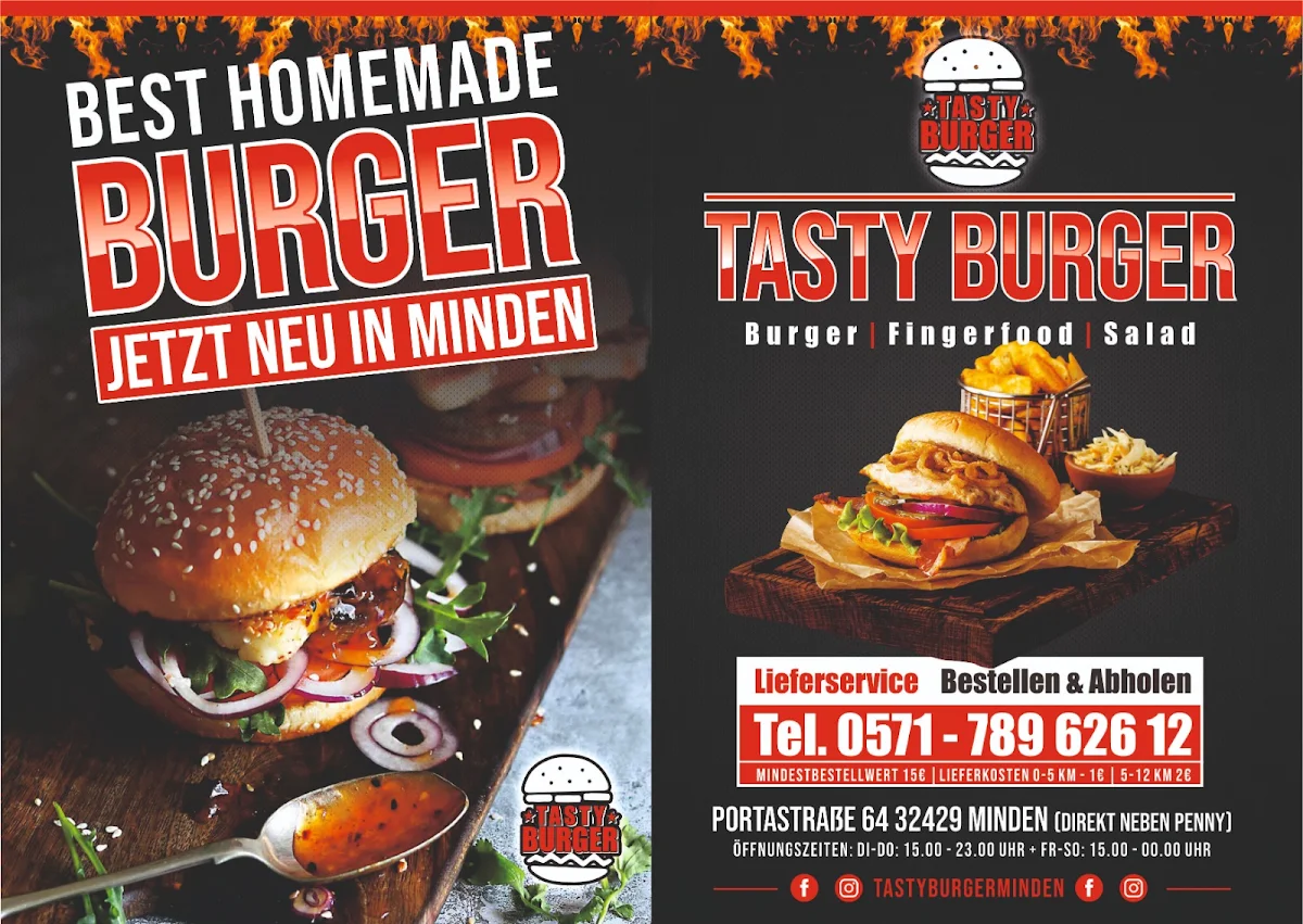 Speisekarte, Tasty Burger Minden