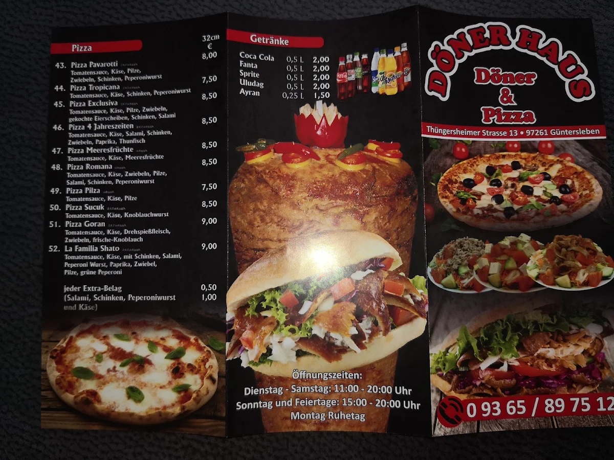 Speisekarte, Döner & Pizza Haus