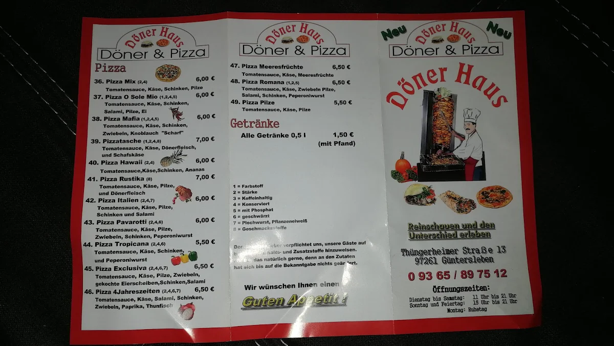 Speisekarte, Döner & Pizza Haus