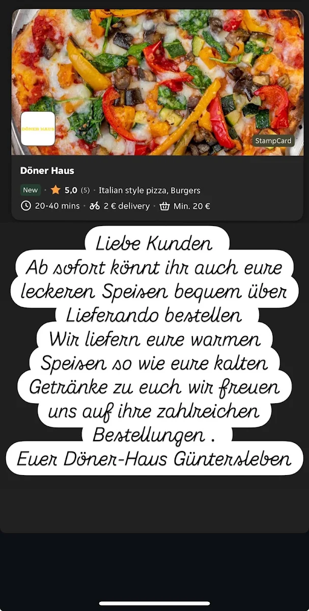 Speisekarte, Döner & Pizza Haus