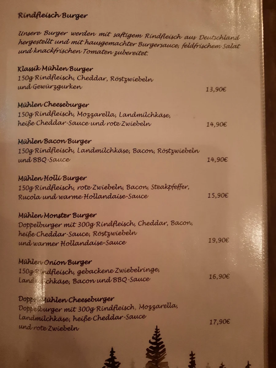 Speisekarte, Zur Gnutzer Mühle