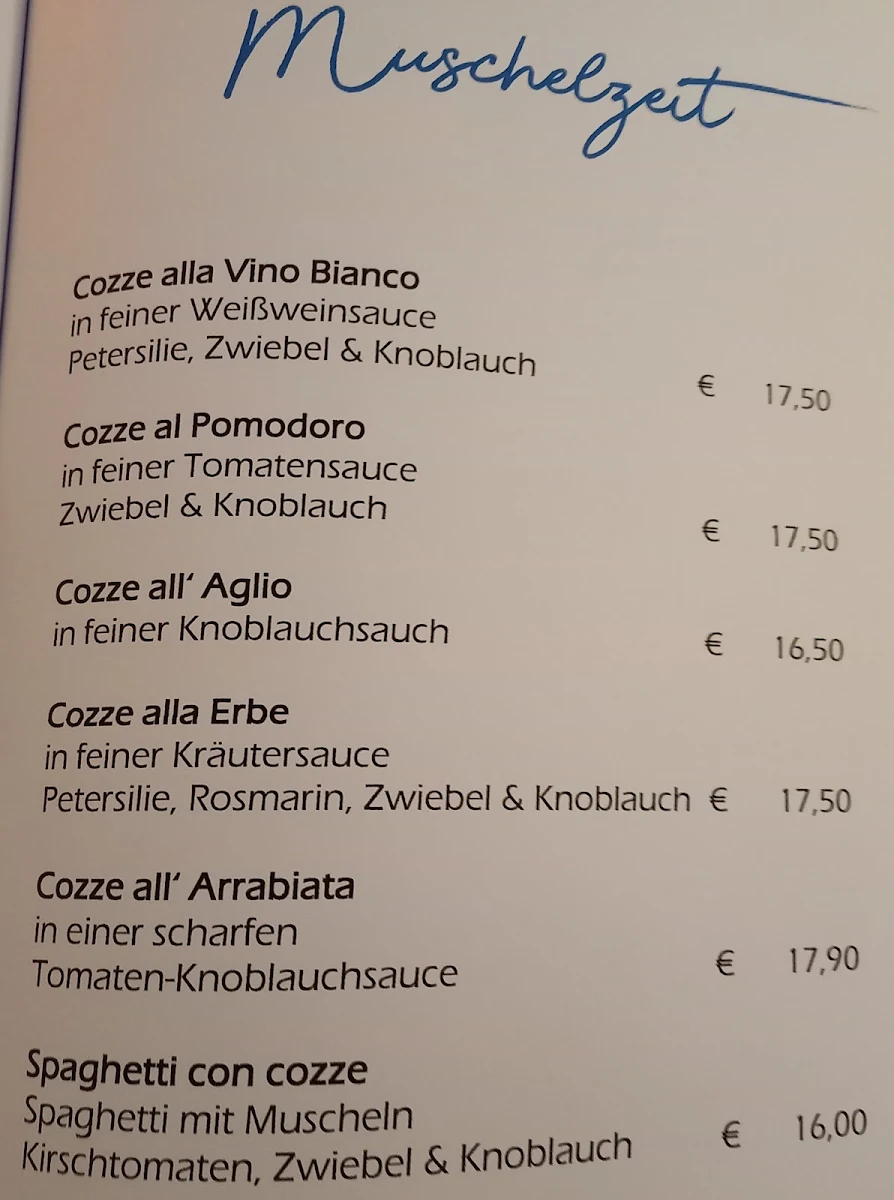Speisekarte, Restaurant Pizzeria Montagna