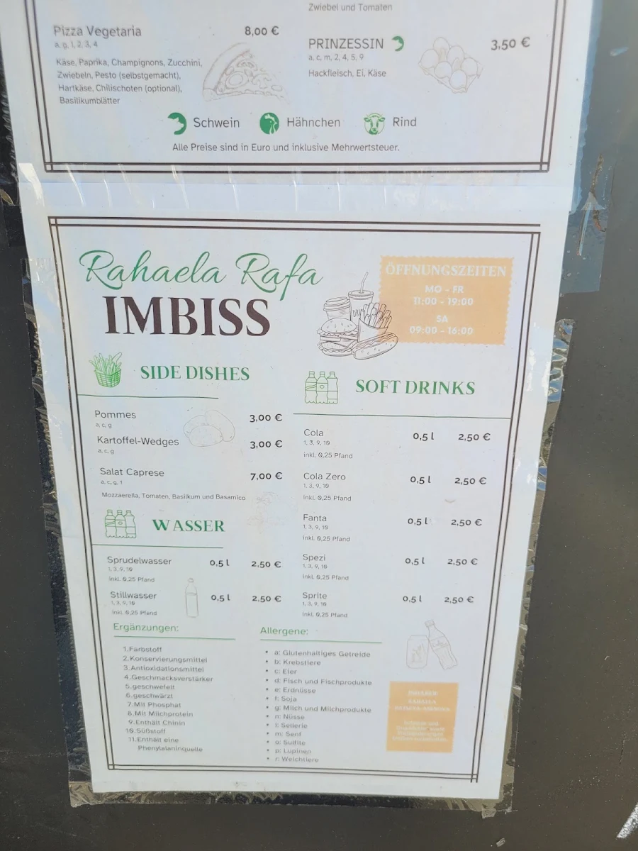 Speisekarte, Rahaela Rafa Imbiss Ebermannstadt