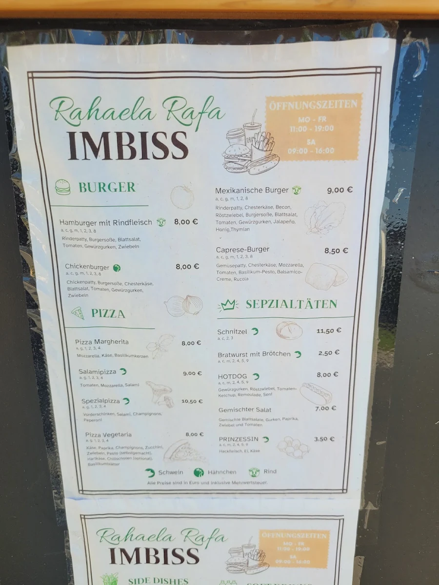 Speisekarte, Rahaela Rafa Imbiss Ebermannstadt
