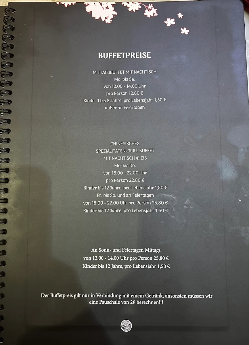 Speisekarte, Happy Garden Buffet World GmbH