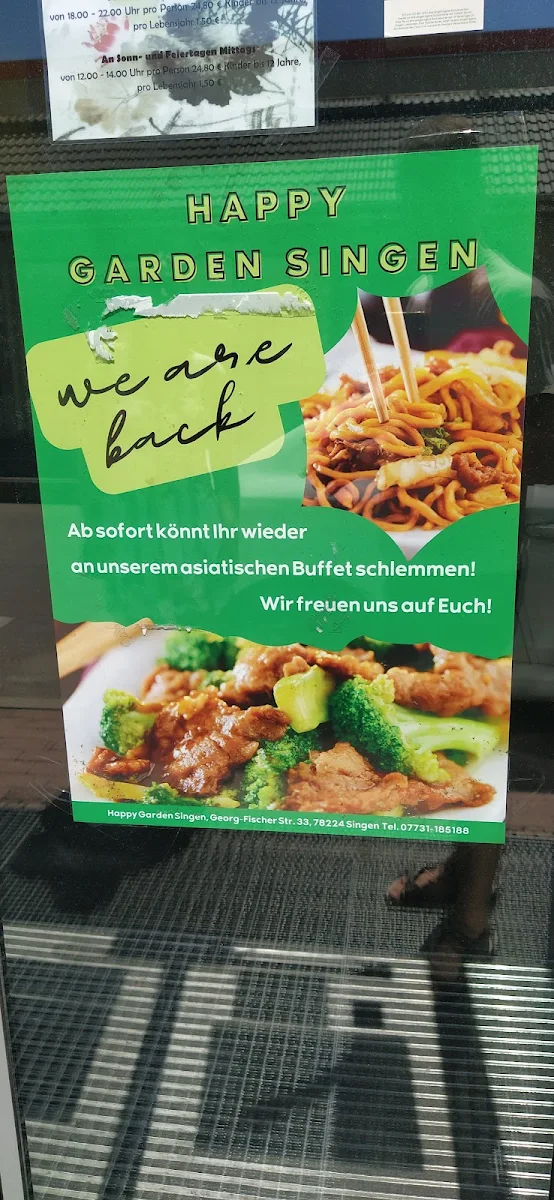 Speisekarte, Happy Garden Buffet World GmbH