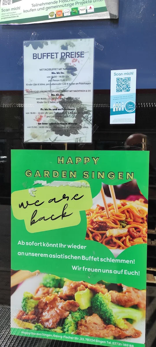 Speisekarte, Happy Garden Buffet World GmbH