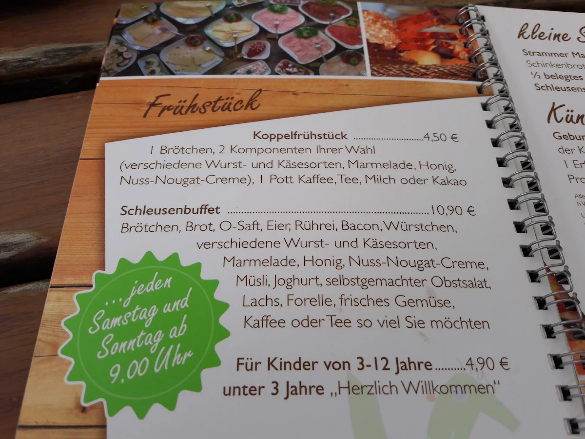 Speisekarte, Café Koppelschleuse
