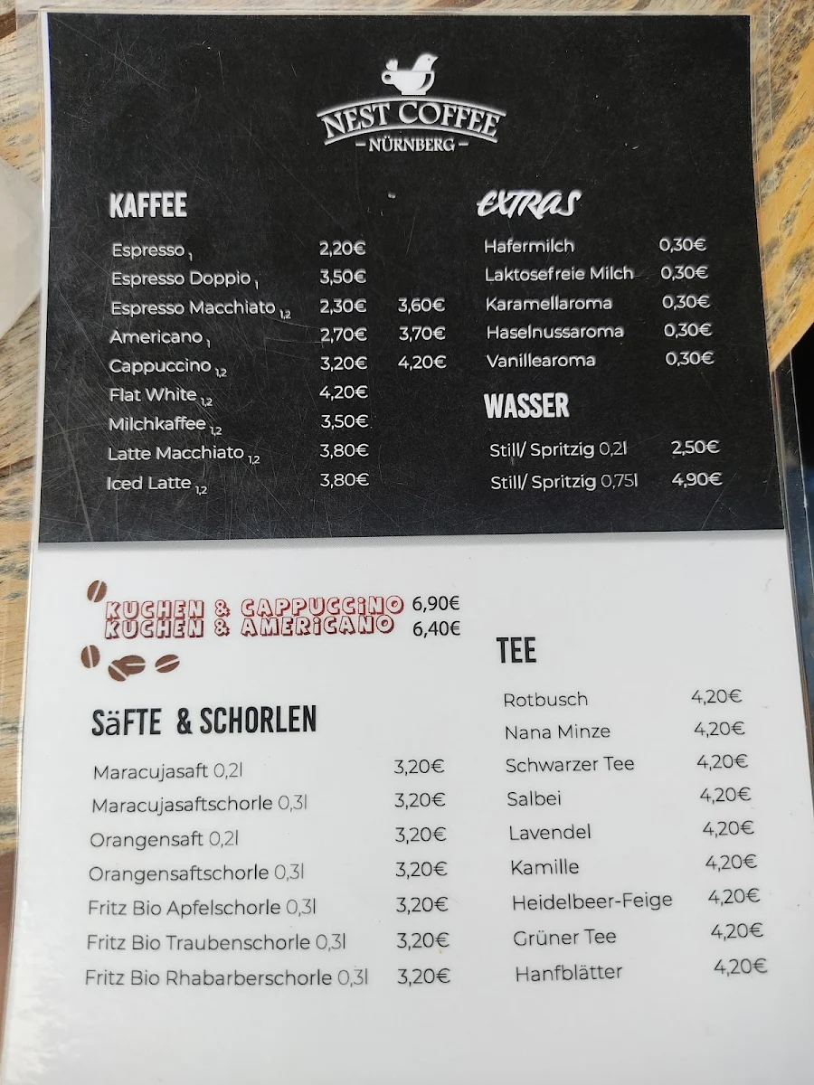 Speisekarte, NEST COFFEE