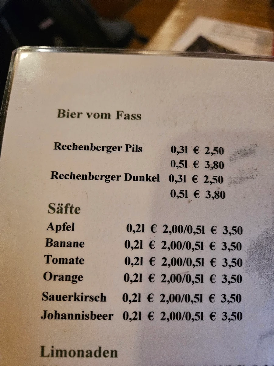 Speisekarte, Bergbaude Geisingberg