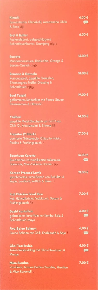 Speisekarte, Zur Freundschaft