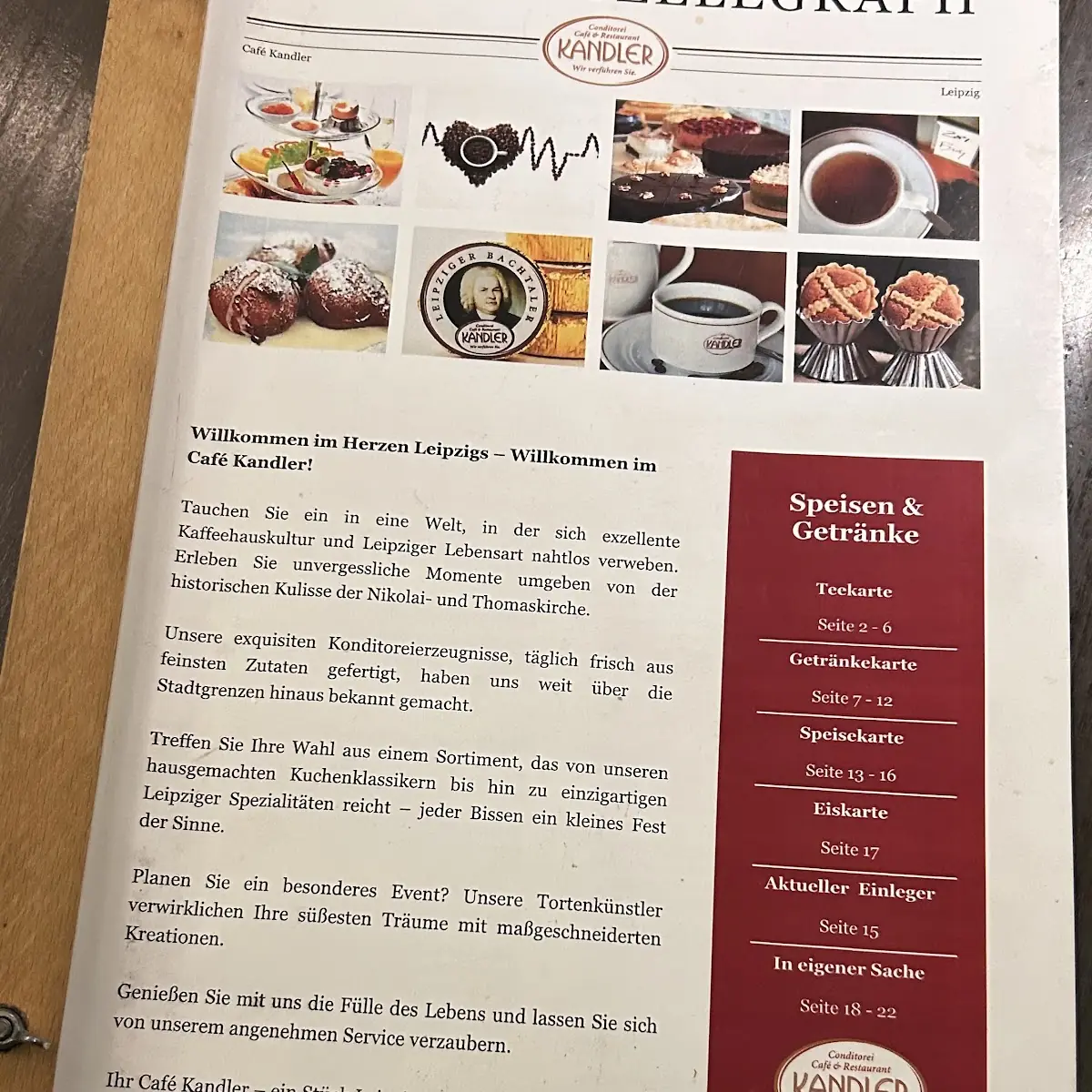 Speisekarte, Café Kandler - Leipzig