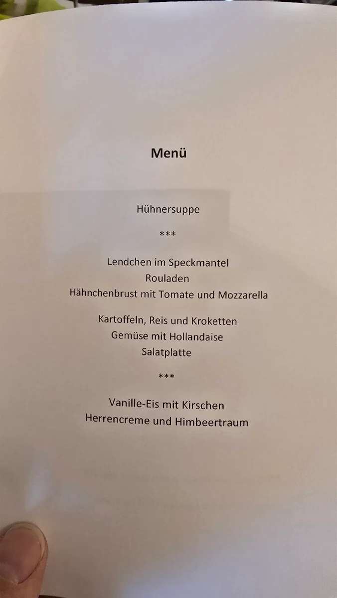 Speisekarte, Landgasthof Feldhaus