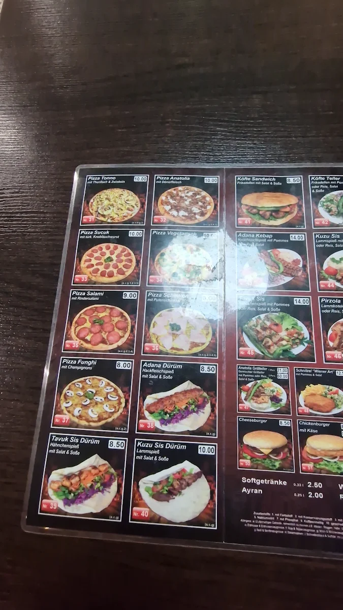 Speisekarte, Anatolia Pizza- und Kebap-Haus - Kelsterbach