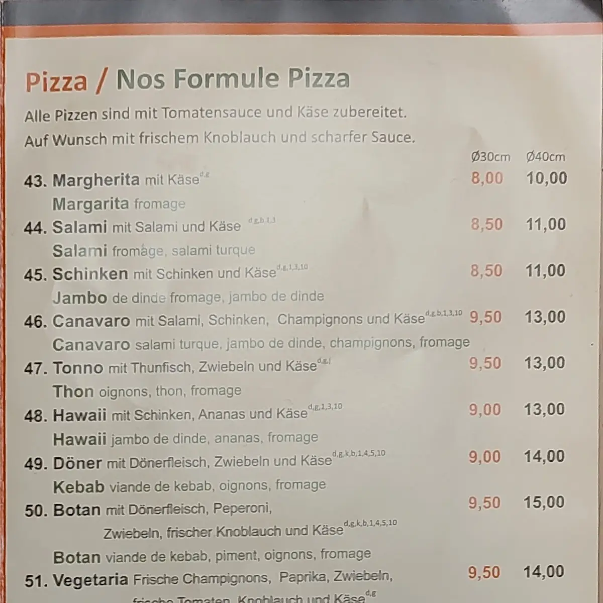 Speisekarte, Botan Kebap