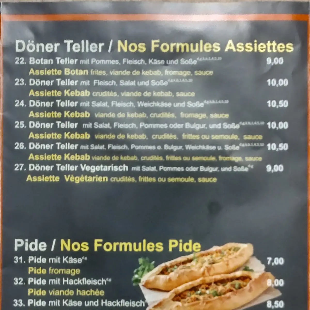 Speisekarte, Botan Kebap