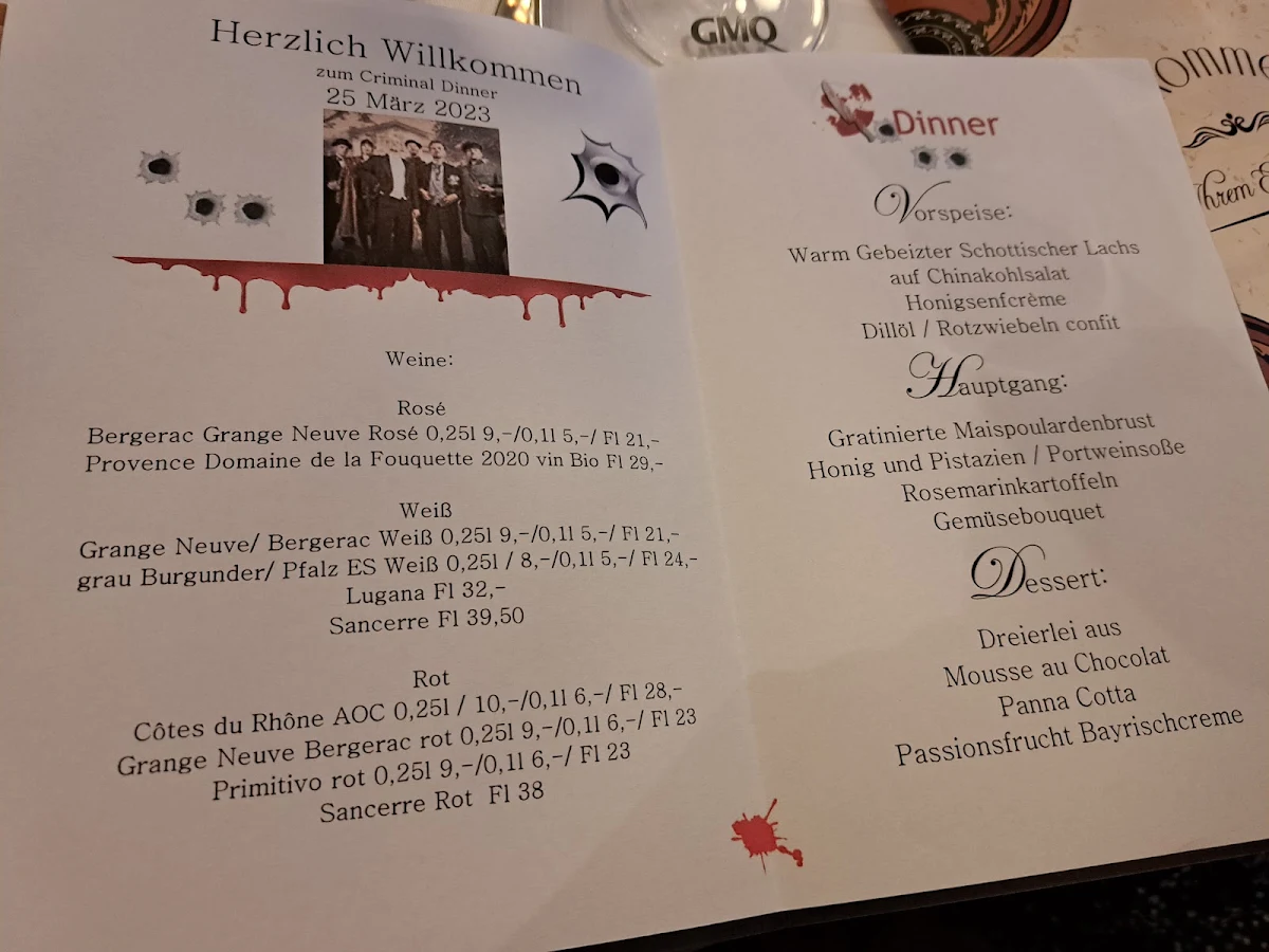 Speisekarte, Restaurant La Bécasse