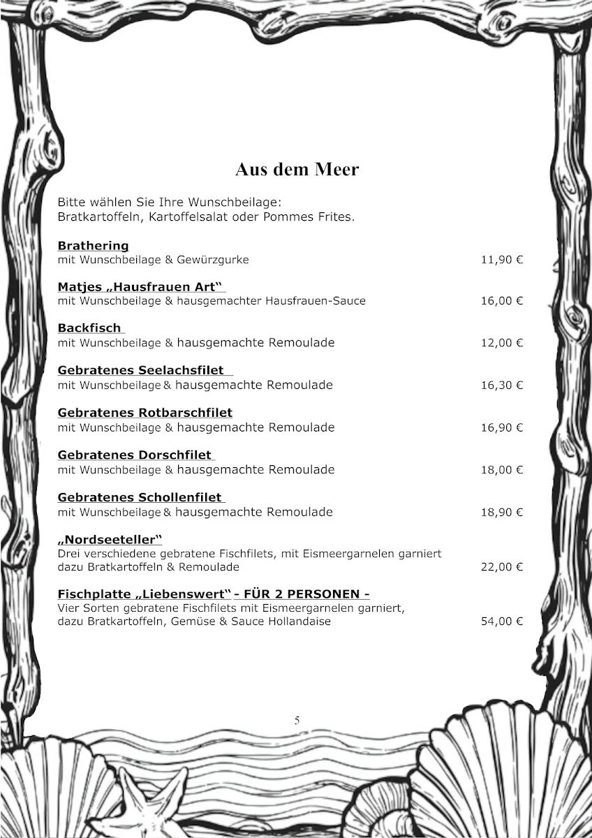 Speisekarte, Bistro Liebenswert Café