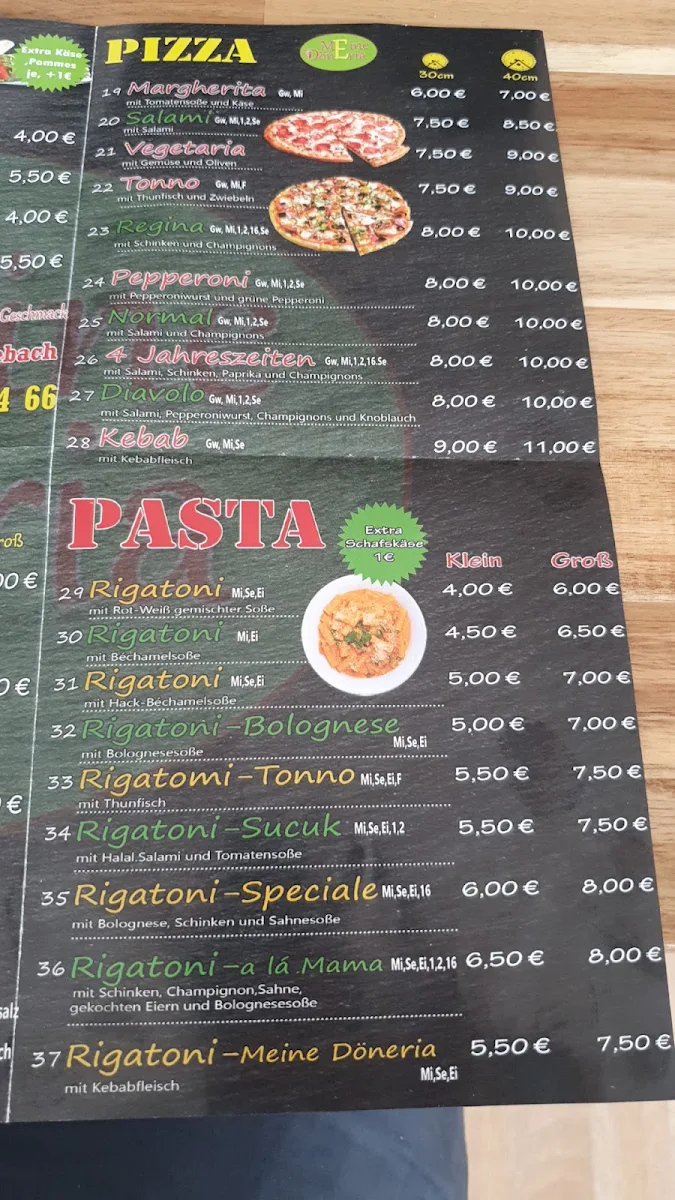 Speisekarte, Meine Döneria