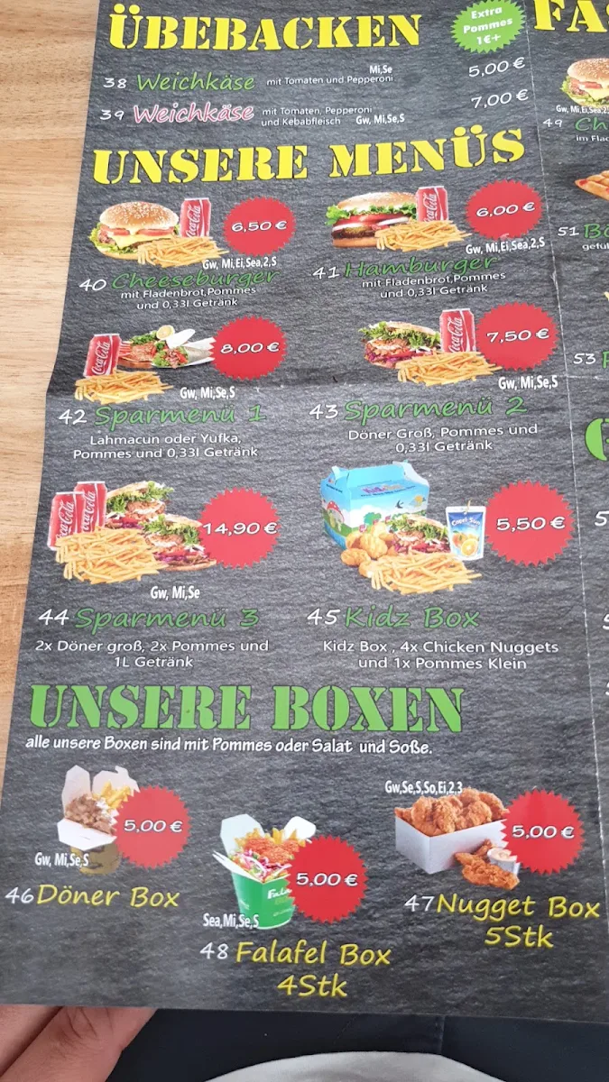 Speisekarte, Meine Döneria