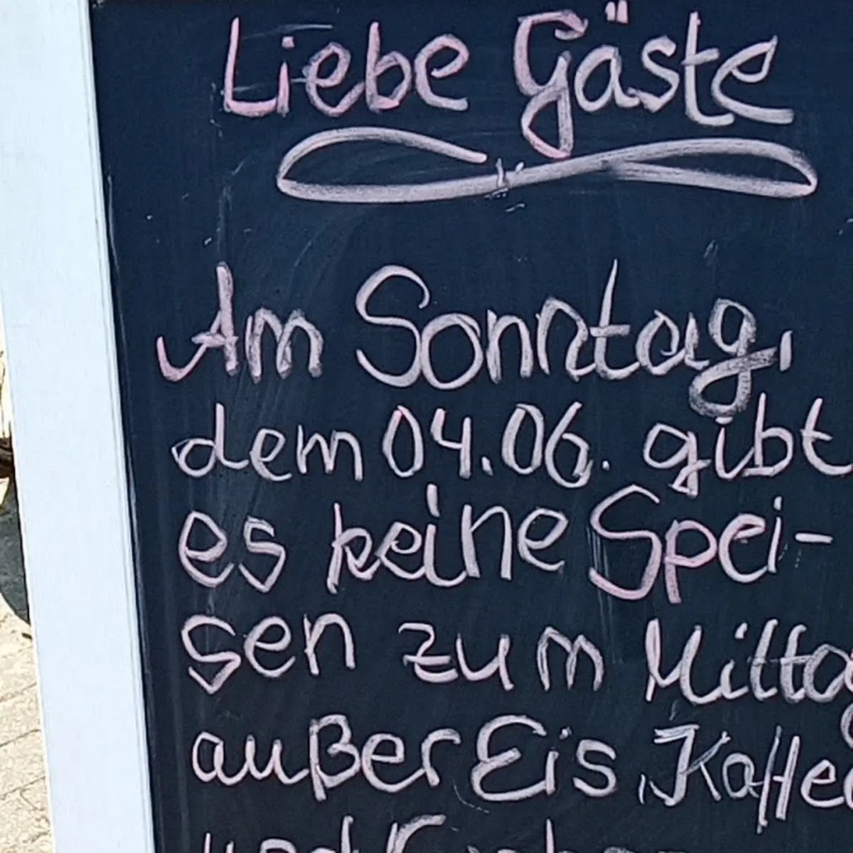 Speisekarte, Gaststätte Oderblick