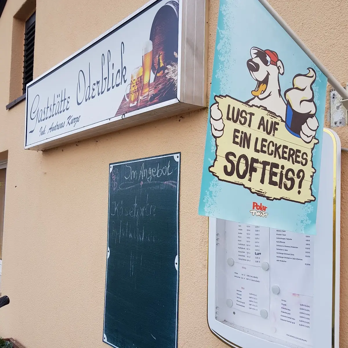 Speisekarte, Gaststätte Oderblick