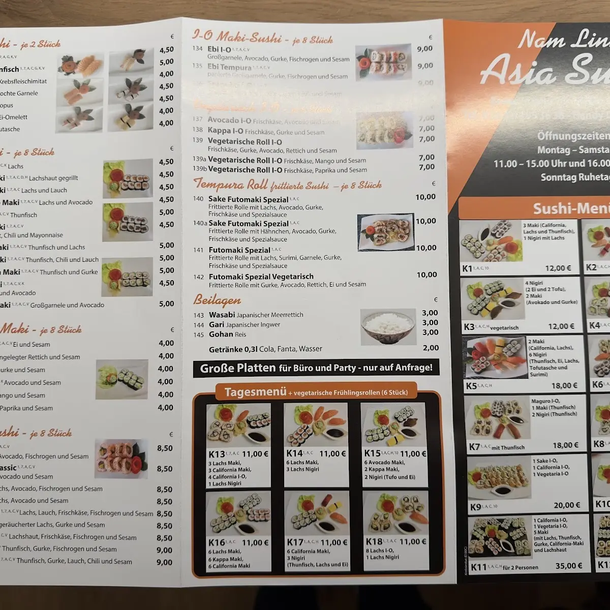 Speisekarte, Nam Linh - Asia Sushi