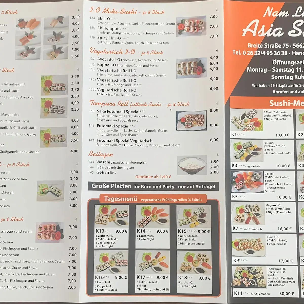 Speisekarte, Nam Linh - Asia Sushi