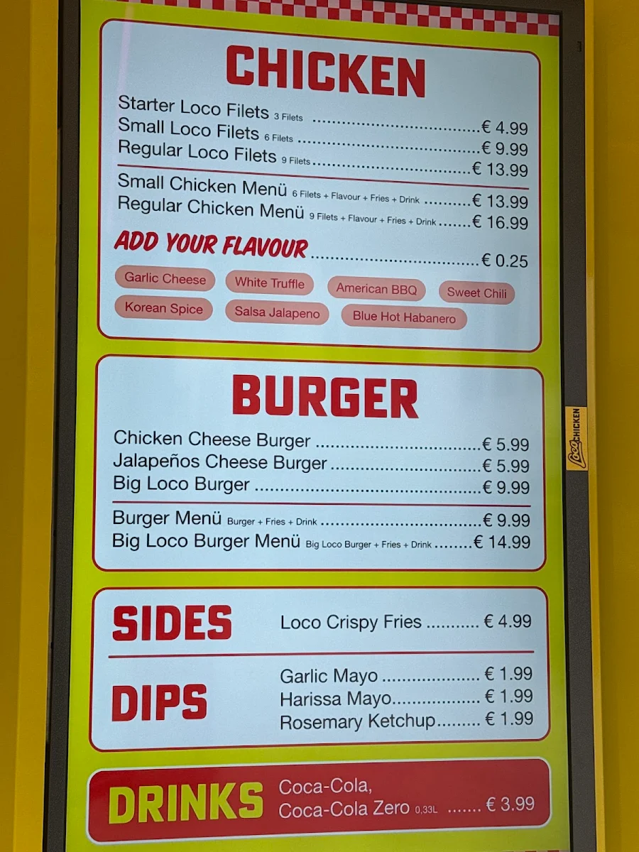 Speisekarte, Loco Chicken Container Hanau