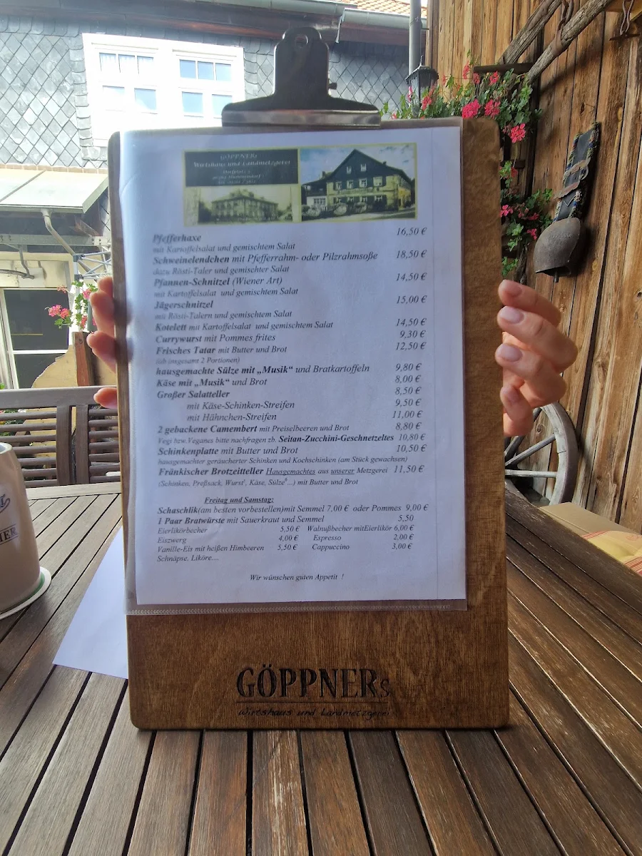 Speisekarte, GÖPPNERs Wirtshaus und Landmetzgerei