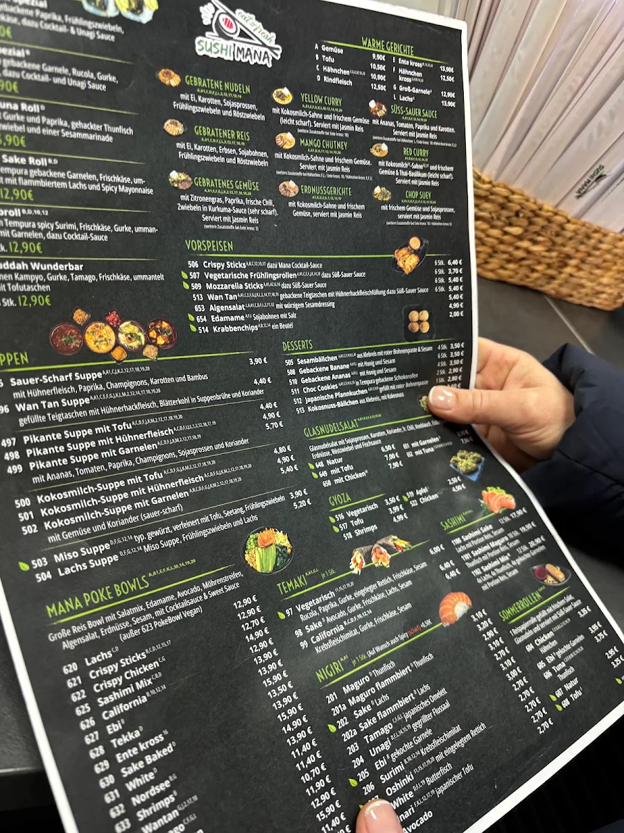 Speisekarte, Sushi Mana Adlershof