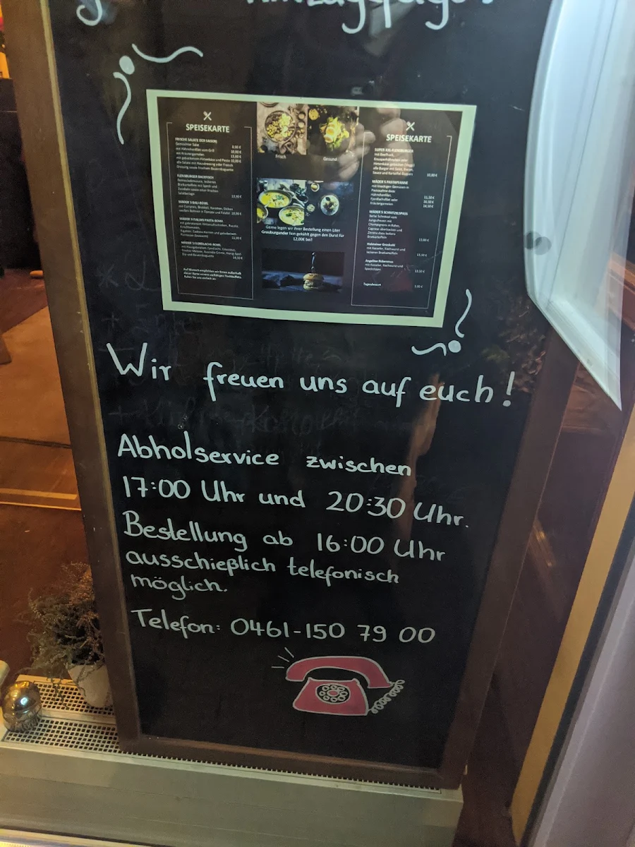 Speisekarte, Mäder's Restauration