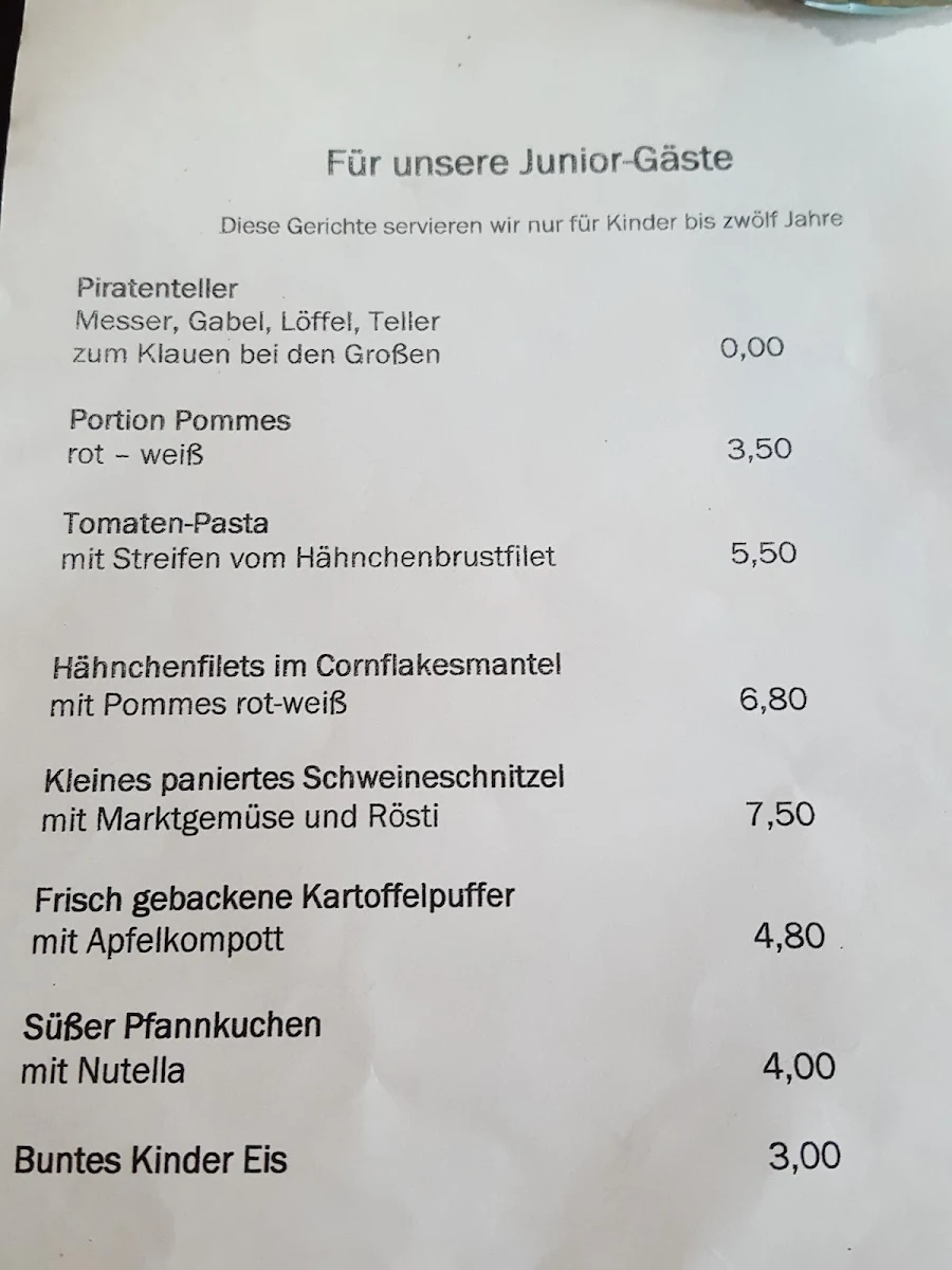 Speisekarte, Mäder's Restauration