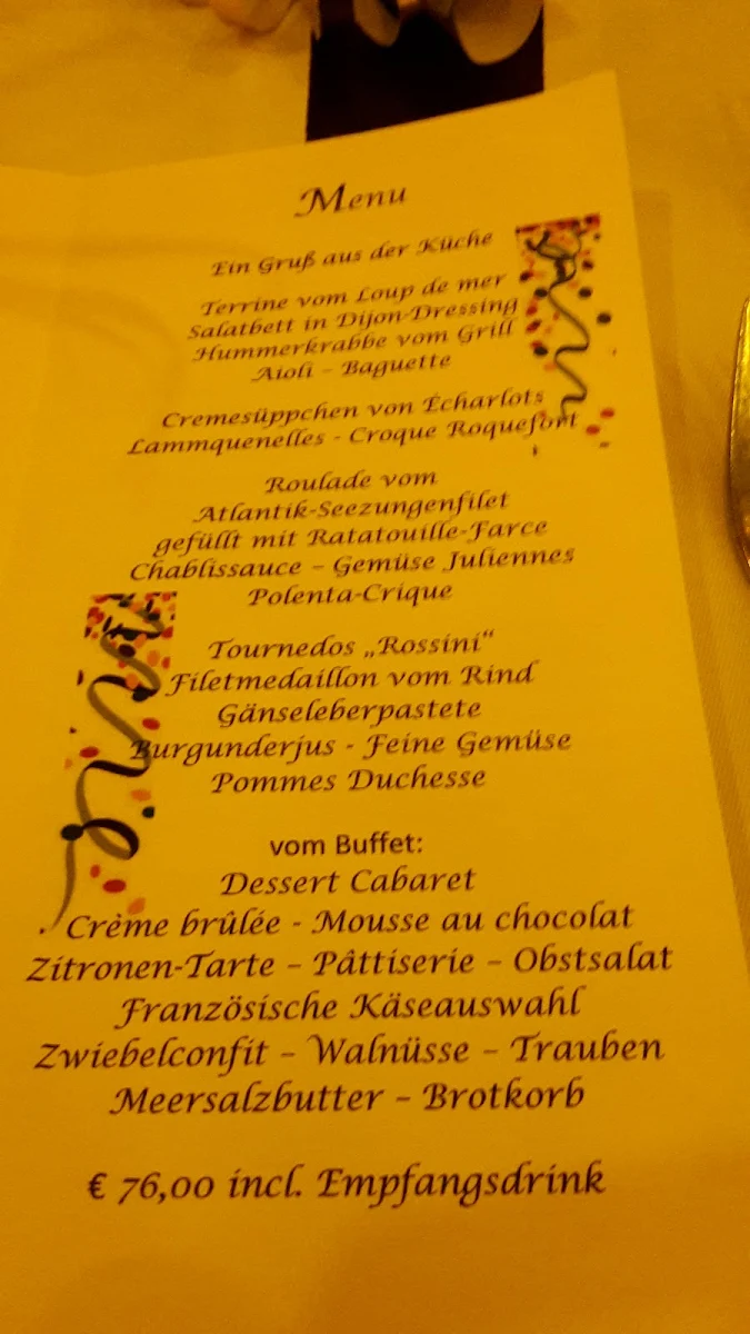 Speisekarte, Mäder's Restauration