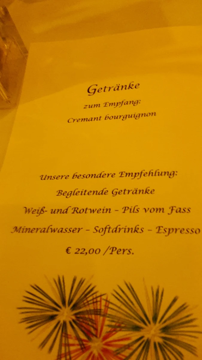 Speisekarte, Mäder's Restauration