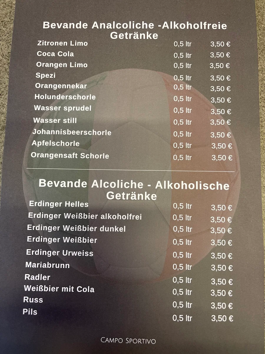 Speisekarte, Campo Sportivo