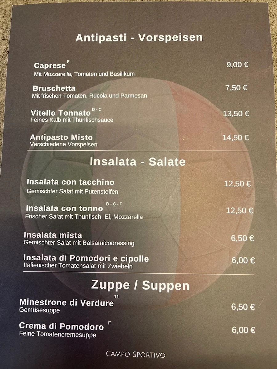 Speisekarte, Campo Sportivo