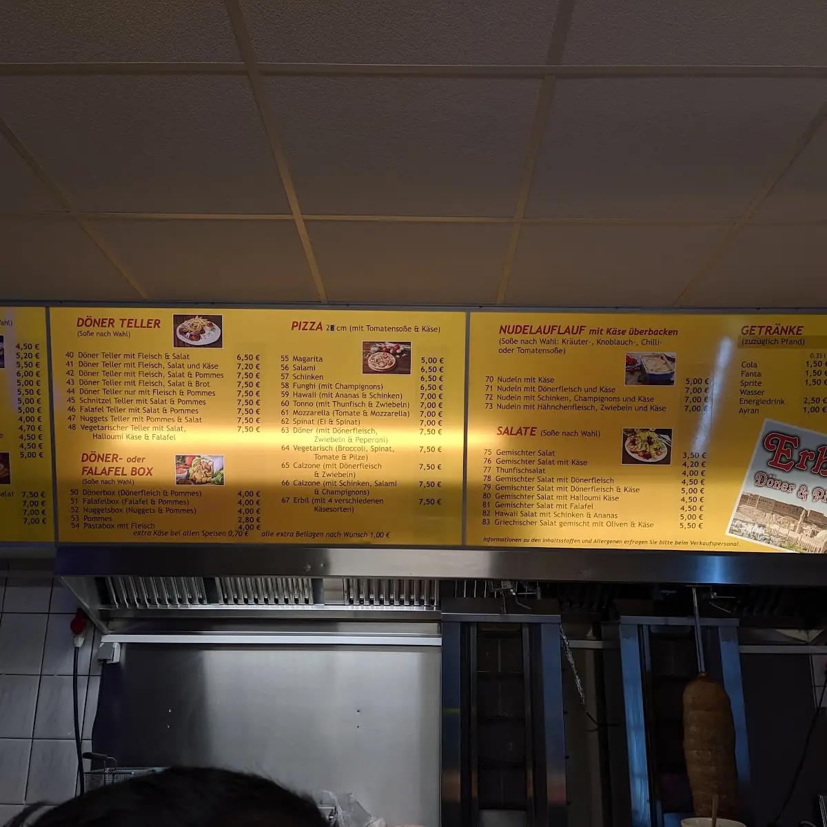 Speisekarte, Erbil Döner & Pizza Haus