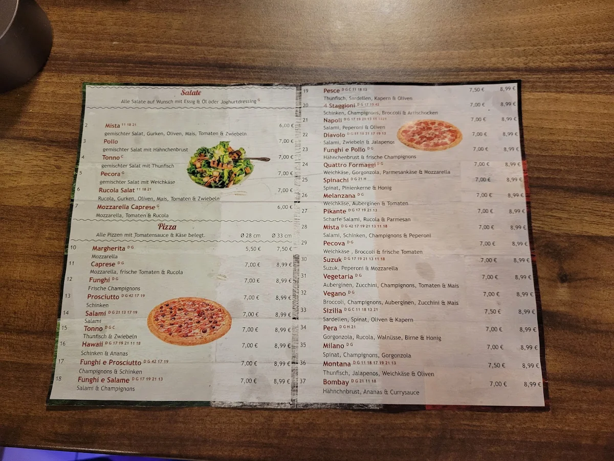 Speisekarte, Pizzeria La MaMa Noor Berlin