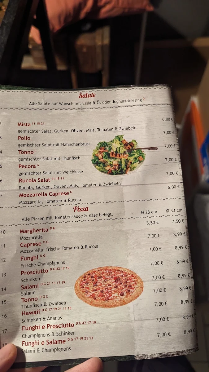 Speisekarte, Pizzeria La MaMa Noor Berlin