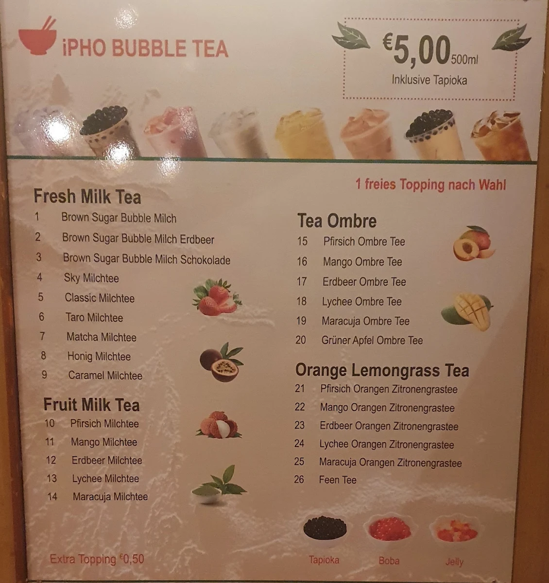 Speisekarte, Ipho Vietnamese Cuisine